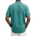 thumbnail image 3 of VV AVEORS Mens Button Down Shirts Dressy Casual Short Sleeve Shirt Linen Summer Beach Business Workout Tops Green XL, 3 of 3