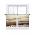 thumbnail image 2 of Sheer Curtains 45 Inches Long, Marble Brown Gold Light Filtering Window Curtains for Living Room, Abstract Watercolor Geometric Rock Rod Pocket Voile Sheer Curtain Drapes, 52"W x 45"L, 2 Panels, 2 of 8