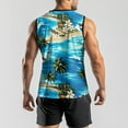 thumbnail image 4 of WTOBBY Men's Hawaiian Printed Sports Casual Sleeveless Vest Quick-Drying Lightweight With Tropical Design For Beach Running Fitness Activities Comfort Summer Relaxation Style,Sky Blue 2XL, 4 of 4