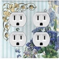 thumbnail image 1 of Metal Light Switch Plate Outlet Cover Elegant Blue Floral Striped Damask FLW069, 1 of 13