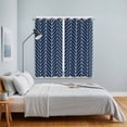 thumbnail image 5 of Curtains 84 Inches Long 2 Panels, Navy Blue Geometric Grommets Window Treatment Curtain, Modern Pure Color Abstract Striped Thermal Curtains Drapes for Living Room/Bathroom, 5 of 9