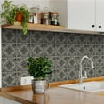 thumbnail image 2 of Mi Alma Peel & Stick Tiles - Black Gray Floral Vinyl Backsplash 12x12, 2 of 10