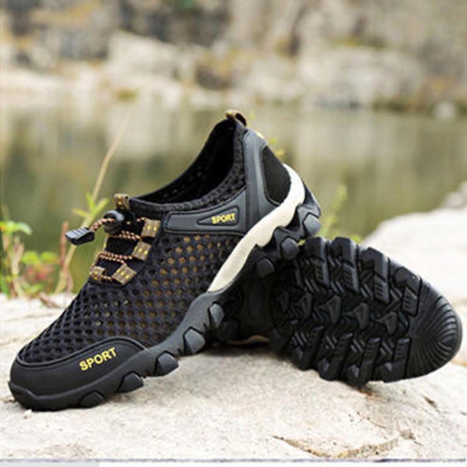 Mens Quick-Dry Breathable Water Shoes Lightweight Non-Slip Aqua Socks for Beach Fishing Kayaking Hiking Black,Size 8.5
