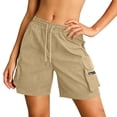 thumbnail image 2 of Cargo Shorts Women Baggy Y2K Summer Drawstring Elastic Waist Casual Wide Leg Bermuda Shorts with Pockets, S, 2 of 8