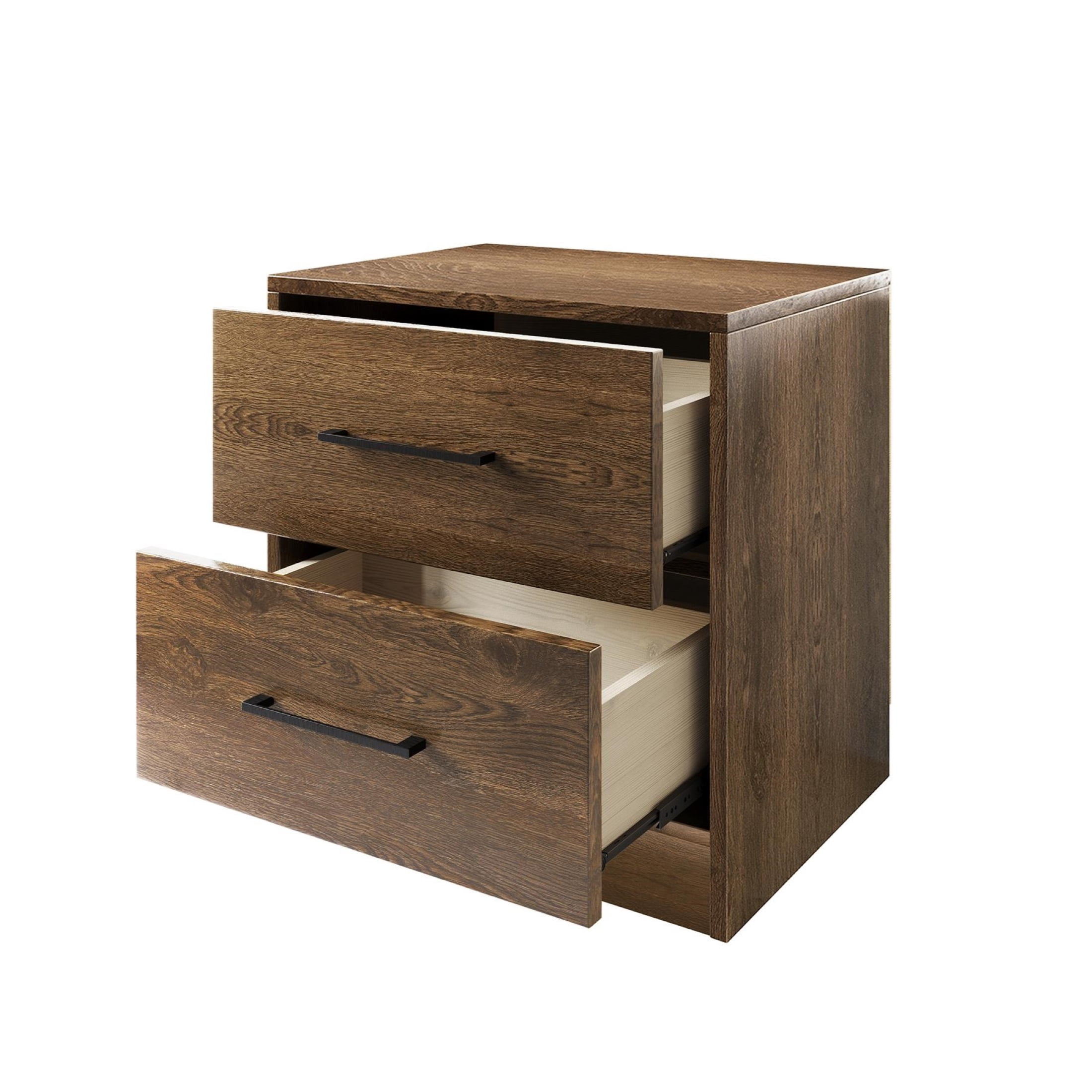 Castle Place Minimalist 2 Drawer Wooden Nightstand, Walnut