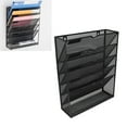 thumbnail image 4 of Wall File Organizer, 5 Pockets Mesh Vertical Hanging Wall File Holder, Wall Mounted Magazine Rack With Bottom Flat Tray For Office, Home, Classroom, Paper, Folder, File Clipboard, 4 of 8