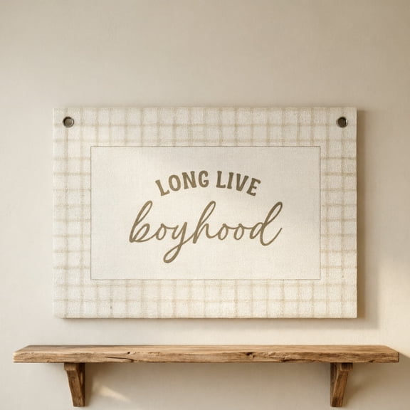 Long Live Boyhood Banner Boy Nursery Decor, Baby Boy Nursery Decor, Vintage Wall Hanging Flag Decor For Nursery Playroom Toddler Room, Boys Room Decor 19.7X27.6"
