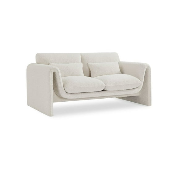 Meridian Furniture Stylus Cream Boucle Fabric Loveseat