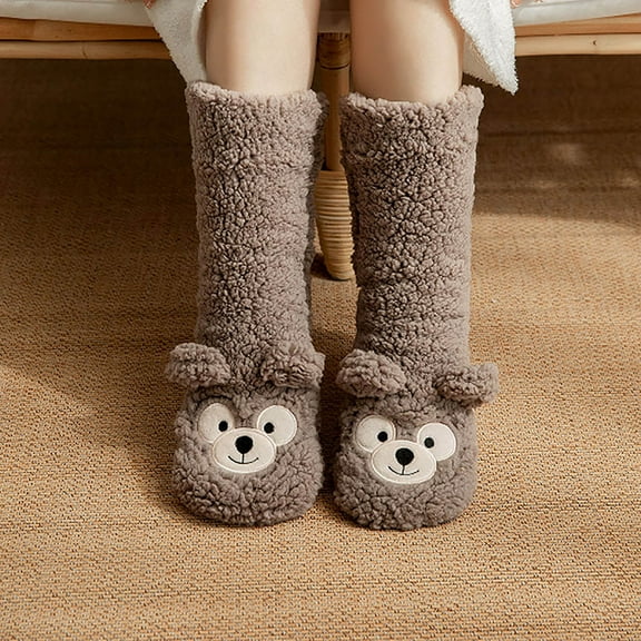Slipper Socks Fleece Fuzzy Crew Sock Soft Easter Bunny Stockings for Women, Womens Slipper Fuzzy Grips Socks Fluffy Winter Warm Crazy Funny Cute Animal Thermal Non Slip Fleece Cozy Socks
