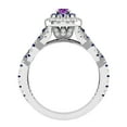 thumbnail image 3 of Dazzlingrock Collection 6X4mm Oval Amethyst with Round Blue Sapphire & White Diamond Interweaving Double Halo Wedding Ring for Women in 10K White Gold, Size 6.5, 3 of 6