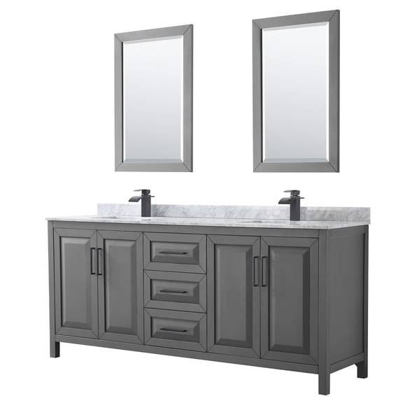 Wyndham Collection Wcv252580dunsm24 Daria 80" Free Standing Double Vanity Set - Dark Gray