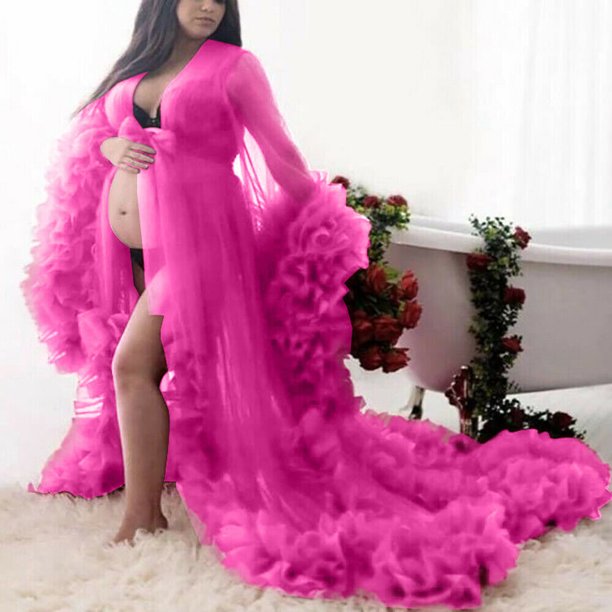sheer long tulle robe