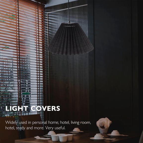 Black Pleated Lamp Shade Cover for Table Lamps, Chandeliers, Wall and Floor Lamps with Fabric and Iron Trim Decor