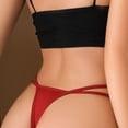 thumbnail image 3 of Gibobby Calzones de encaje para mujer Bragas sexis con correa fina doble para mujer, bragas sin costuras de cintura de malla de encaje(Rojo,CH), 3 of 5