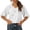 White, variant on Womens Short Sleeve V Neck Tops Plus Size Knit Lace Cutout Tie Neck Tassels For Lightweight Relaxed Fit Blouson Sleeve Blouse Summer Dressy Casual Tunic S-XXL