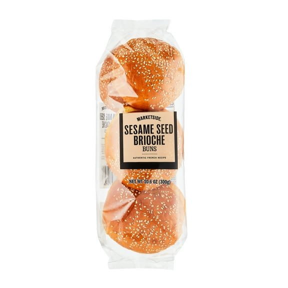 Marketside Sesame Seed Brioche Style Hamburger Buns, Shelf-Stable, 10.6 oz, 6 Count