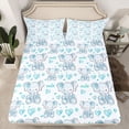 thumbnail image 2 of Homewish Cute Aniaml Elephant Full Size Sheets,Cartoon Loves Pattern Bed Sheets,White Blue Sheet Sets For Kids,Breathable Home Decor,4 Pieces, 2 of 7