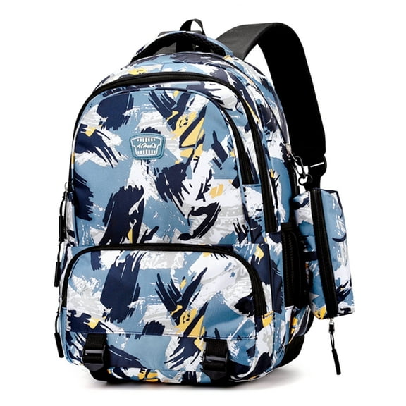 Juuar Boys Backpack Printed School Bag with Pencil Case, Trendy Bookbag Multi Pocket Kids Backpack for School Girls, Blue