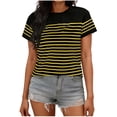 thumbnail image 2 of Lenago Womens Summer Tops Women’S Top Tops for Woman Women's Fashion Casual Printed Round Neck Short Sleeved Casual T-Shirt Top Yellow L, 2 of 6