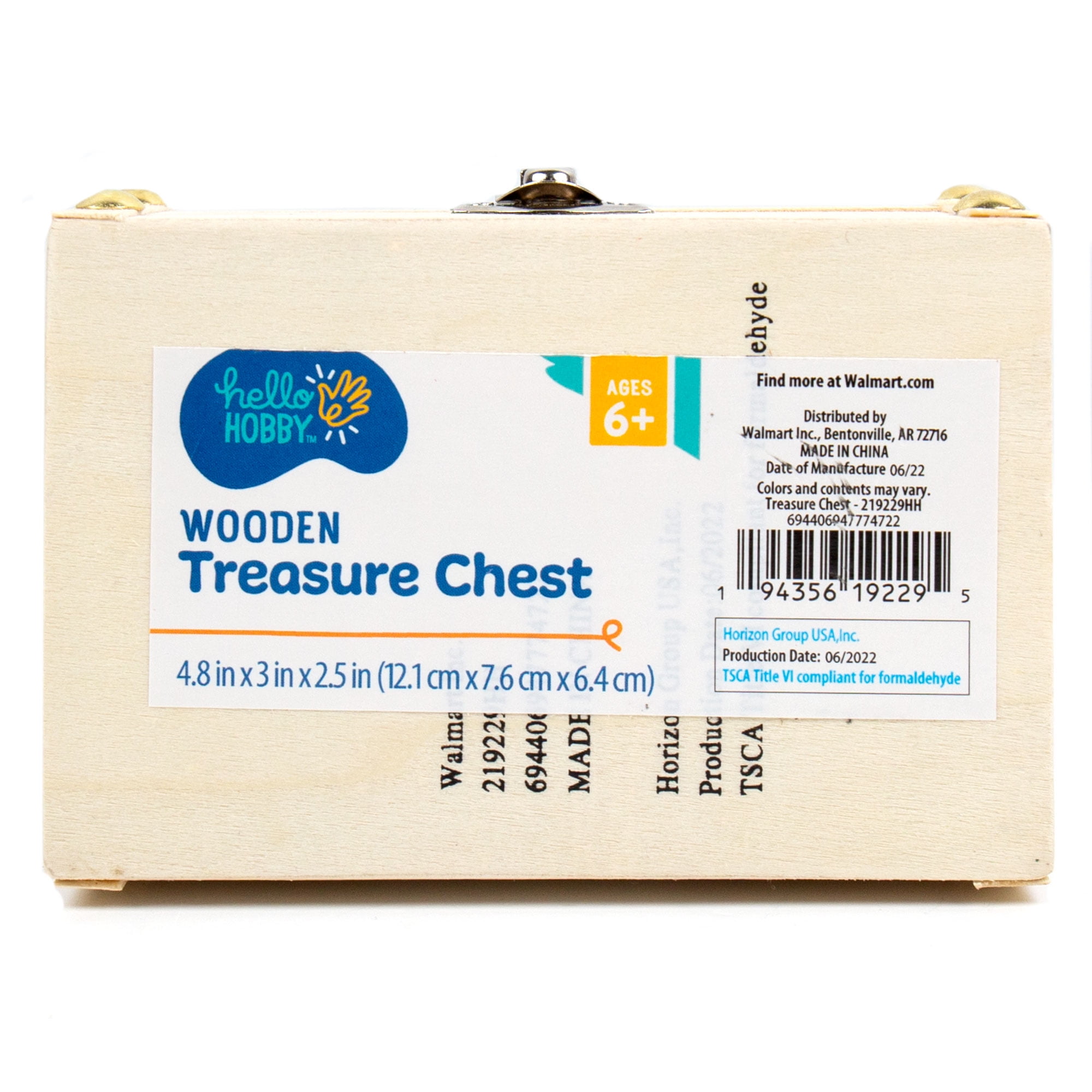 Hello Hobby Wood Treasure Chest, Boys and Girls, Child, Ages 6+