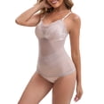 thumbnail image 4 of DARING DIVA Women's Lace Mesh See Through V-Neck Control Cami with Padded Adjustable Spaghetti Straps Breathable Tank S Light Gray, 4 of 5