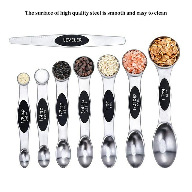 EGNMCR Condiment Squeeze Bottle Baking Tool Stainless Steel Double Measuring Spoon 8-Piece Seasoning Spoon Seasoning spoon