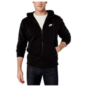 Nike Mens Sportswear Club Fleece Full Zip Hoodie, Fleece Zip-Up Hoodie Men, Black/Black/White, XL