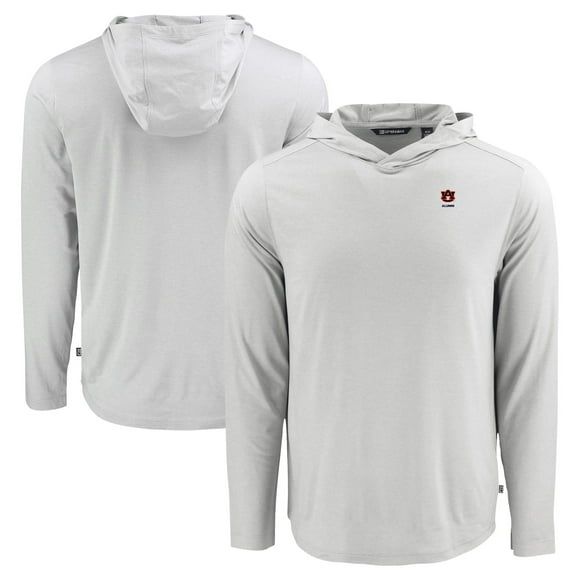 Men's Cutter & Buck Gray Auburn Tigers Coastline Epic Comfort Eco Recycled Long Sleeve Hoodie T-Shirt