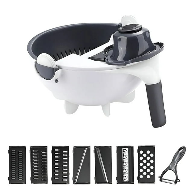 Bowl Colador Giratorio con Rallador Desmontable Gris Oscuro
