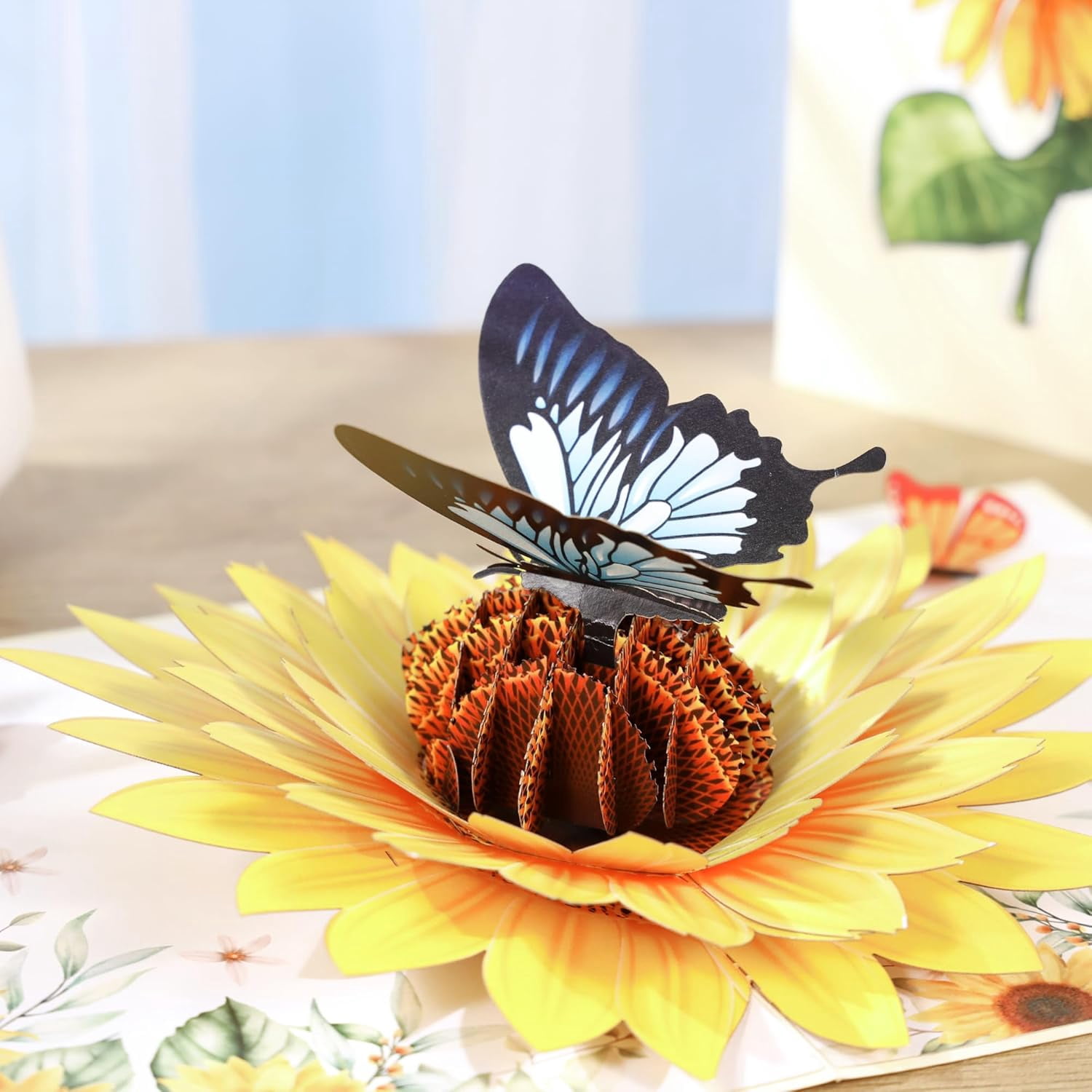 Sunflower & Butterfly Pop Up Mothers Day Card, 3D Popup Birthday Card 6x 8, Ideal Gift for Mother's Day, Anniversary, Valentine's, Thank You, All Occasion for Women, Wife, Mom, Grandma, Her