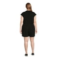 thumbnail image 3 of Terra & Sky Women's Plus Size Button-Front Knit Romper, 5" Inseam, 3 of 5