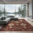 thumbnail image 2 of ODIKA 8'x10' Washable Area Rug Non-Slip Chair-Friendly Mat Boho Interlocking Diamond Grid Design With Classic Corner Motifs for Dining Room, Large Office, Lounge, 2 of 7