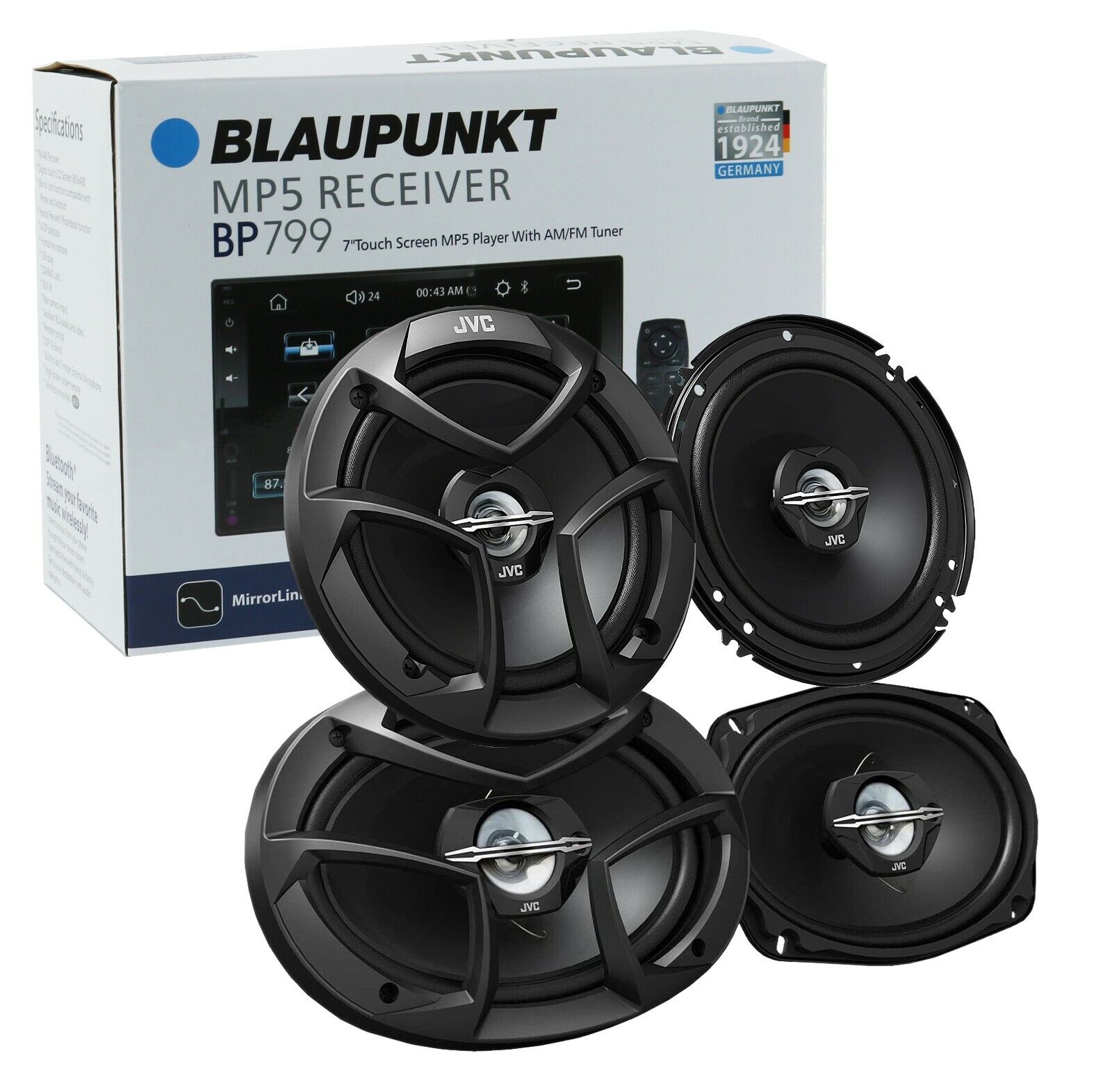 Blaupunkt BP799 7" Touchscreen MP5 Receiver +2x JVC 6.5" & 2x 6x9" Car