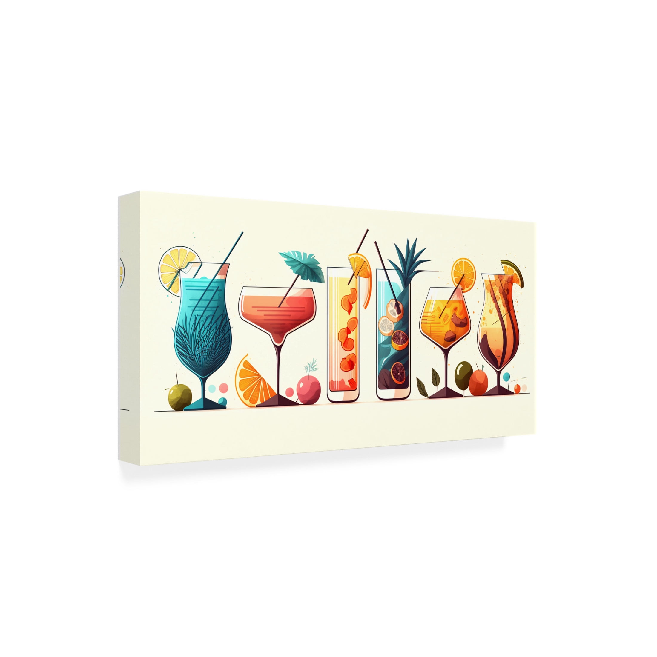 Canvas Wall Art - Ray Heere 'Mid Century Cocktails And Drinks 29' Wall Art for Living Room, Bedroom, or Office Décor by Trademark Fine Art - 24 x 12 Inches