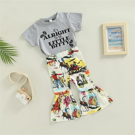 

nsendm Kids Toddler Baby Girls Short Sleeve Cartoon Letter TShirt Tops Cow Printed Flare Knitted Baby Blankets for Girls Childrenscostume Grey 18-24 Months