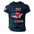 thumbnail image 3 of Men's Short Sleeved Independence Day Flag Print Crew Neck Leisure Sports Comfortable Print Mens T Shirt, 3 of 4