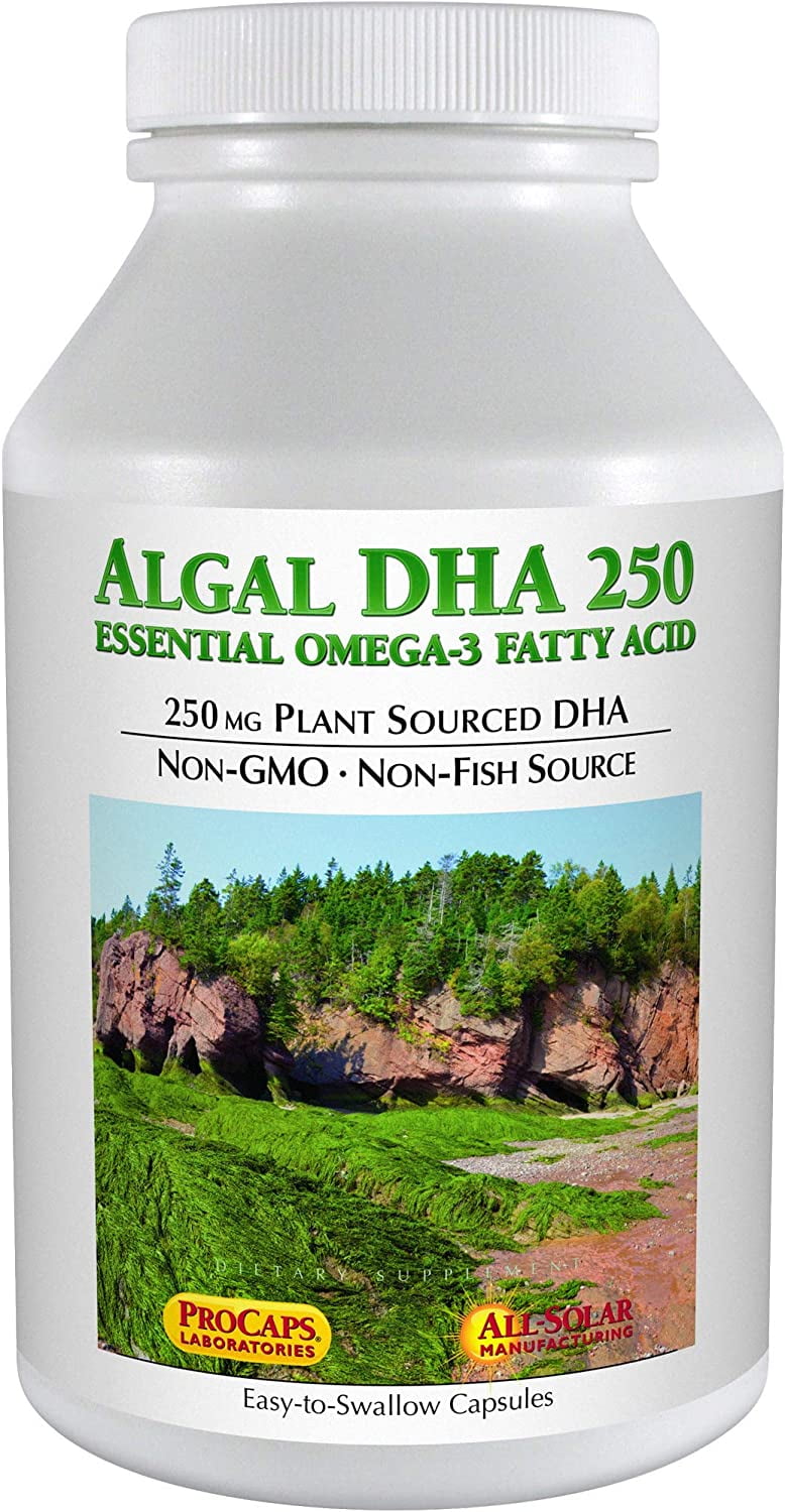 Algal DHA 250mg 360 Softgels PlantBased Omega3 Oils, Natural Marine