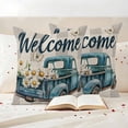 thumbnail image 3 of Truck Daisy Pillow Covers 2 Pack Welcome Spring Pillowcase Waterproof Outdoor Throw Pillow Cover for Patio Garden Square Cushion 26”x26”, 3 of 9