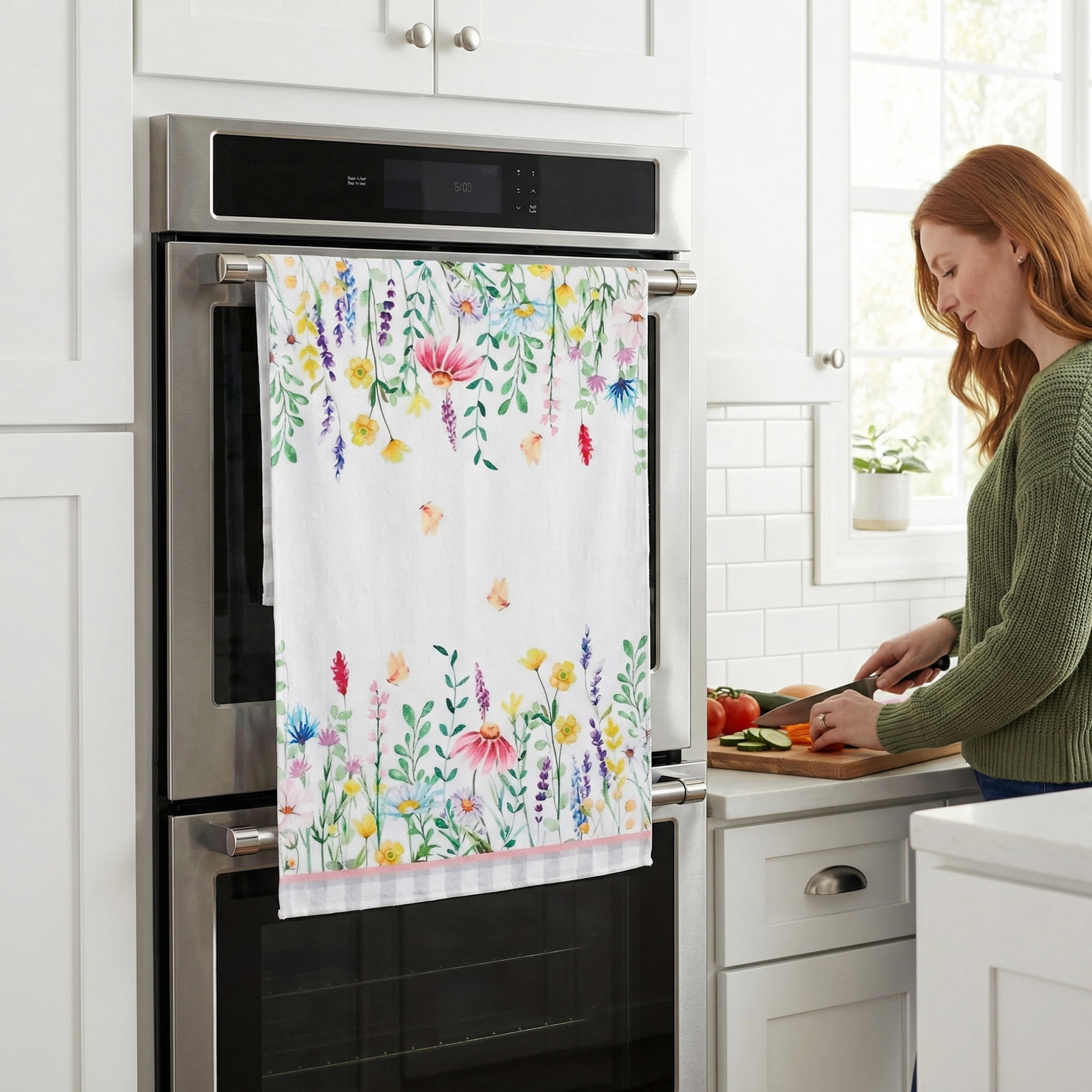 Unique Bargains 4 Pack Floral Microfiber Absorbent Soft Towel MultiColor 24" x 16"
