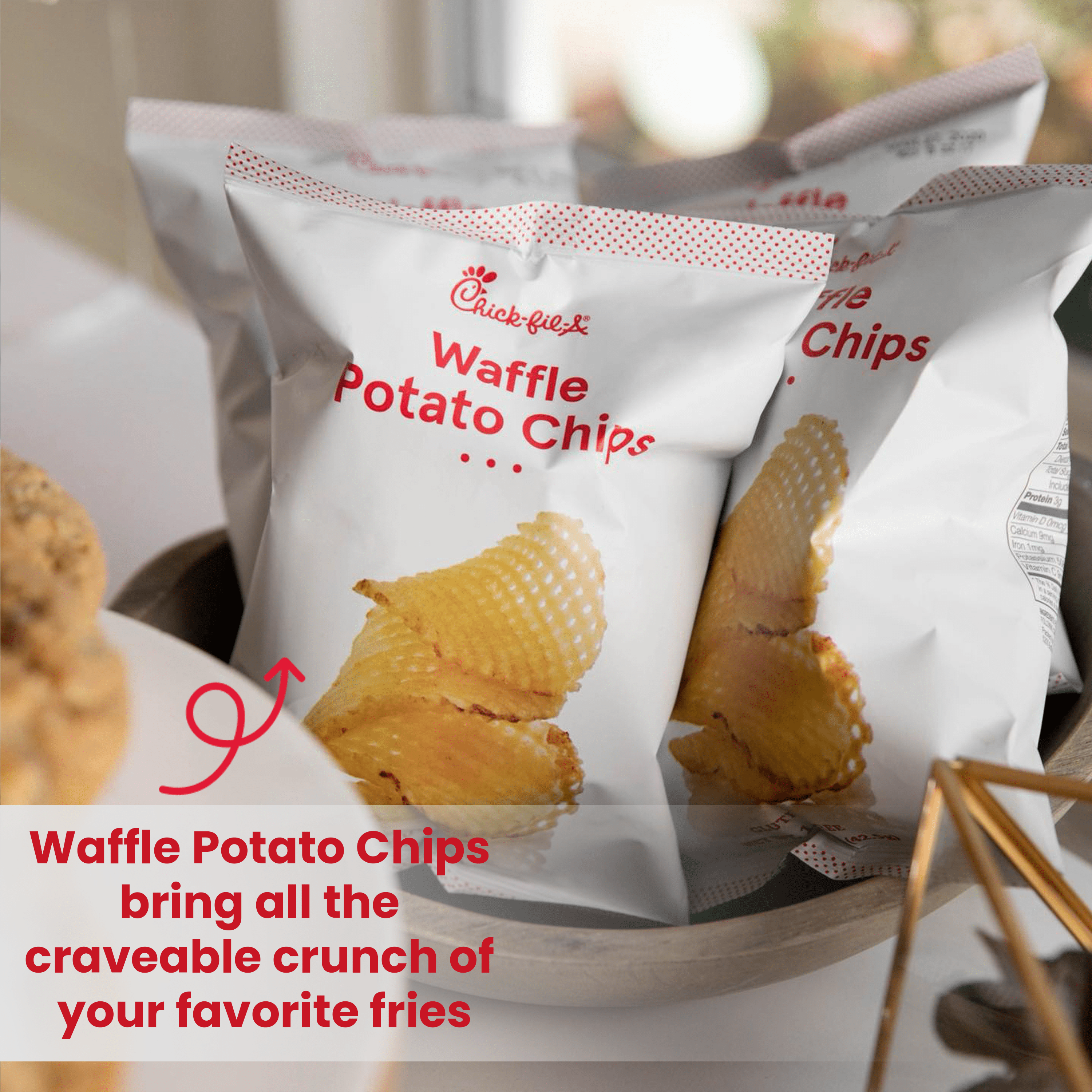 Chick-fil-A Waffle Potato Chips, 3-Pack, 1.5oz Each, Gluten-Free, Crunchy Snacks