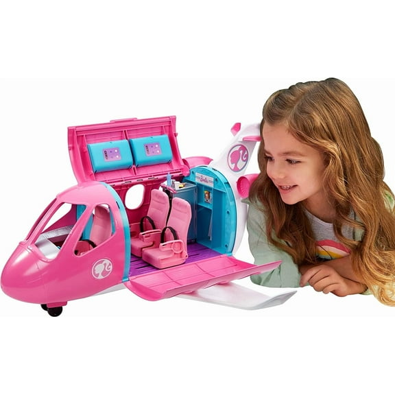 Barbie Dreamplane Airplane Toys Playset with 15 Accessories Including Puppy, Snack Cart, Reclining Seats and More