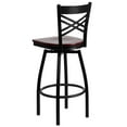 thumbnail image 5 of Emma + Oliver Black Metal "X" Back Swivel Barstool, Mahogany Wood Seat, 5 of 6
