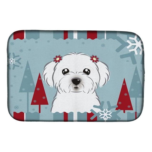 Carolines Treasures BB1704DDM Winter Holiday Maltese Dish Drying Mat