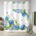 thumbnail image 6 of No Hook Shower Curtain, Blue Hydrangea Shower Curtains for Bathroom with See Through Top Window, Farmhouse Butterfly Spring Floral Waterproof & Washable Bath Curtain Standard 72"x72", 6 of 9