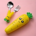thumbnail image 1 of 1 Pce/1Ensemble Vaisselle Créative Carotte Dessin Animé, Fourchette Cuillère pour Enfants avec Poignée, Vaisselle Portable pour Enfants, pour Tout-Petits Enfants, 1 of 5