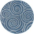 thumbnail image 3 of 8ft Round Water Resistant, Large Indoor Outdoor Rugs for Patios, Front Door Entry, Entryway, Deck, Porch, Balcony | Outside Area Rug for Patio | Indigo, Geometric | Size: 7'10'' Round, 3 of 6