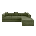 thumbnail image 3 of 108" Modular Sectional Sofa with L-Shape Chaise, Boneless Cloud Couch with Deep Seat, Sponge Compression Sofas No Assembly Required, Modern Sofa Fold-Out Sofa Bed, With Removable Backrest (Green), 3 of 11