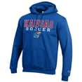 thumbnail image 2 of Men's Champion Royal Kansas Jayhawks Soccer Stack Logo Powerblend Pullover Hoodie, 2 of 3