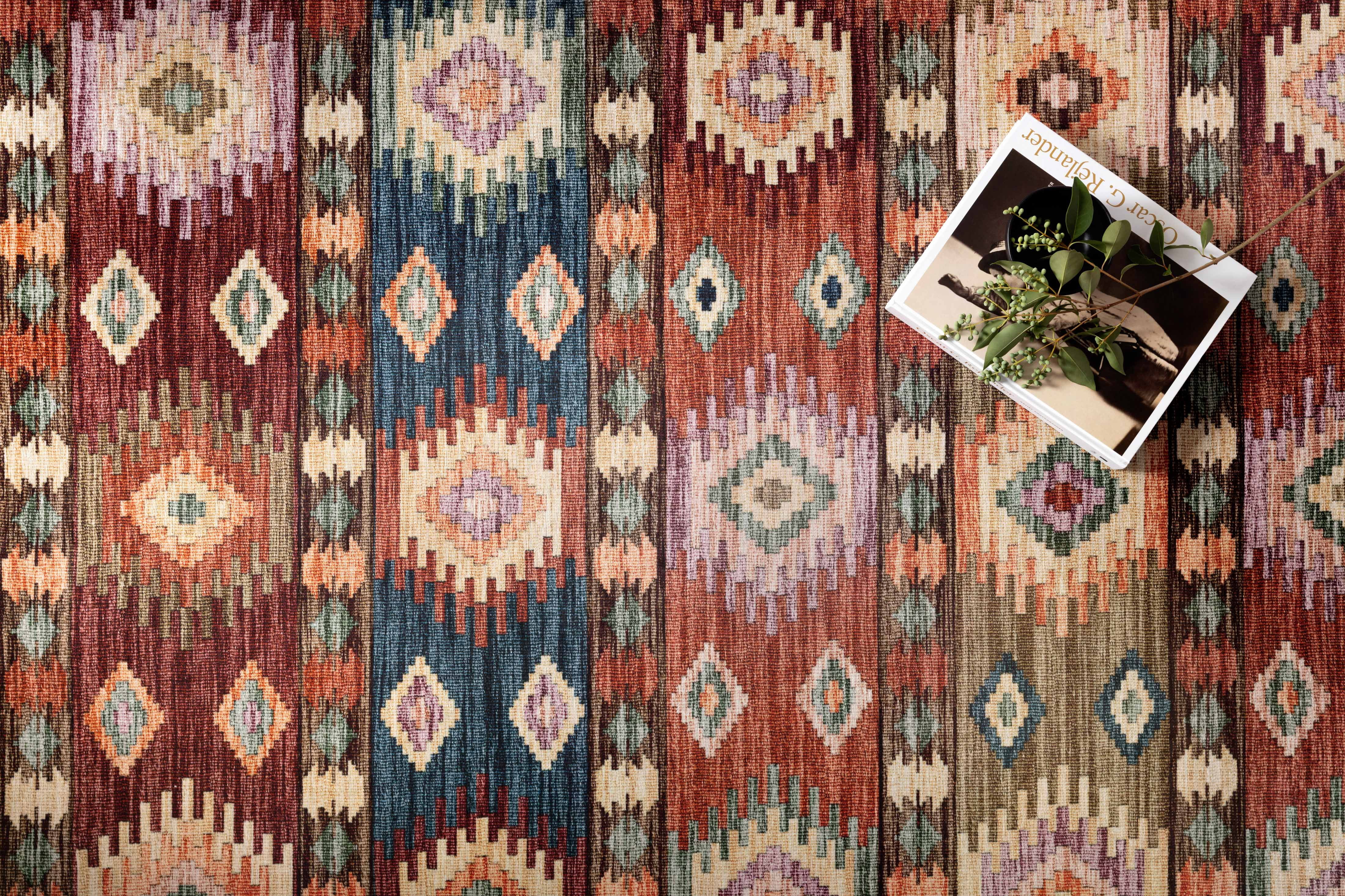 Turkish & Persian Kilim-Style Zion Fiesta, Multi 7-6" x 9-6" Area Rug