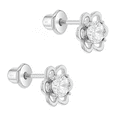 thumbnail image 2 of 925 Sterling Silver 6 Petal Minimalist Flower Stud Earring, 2 of 3